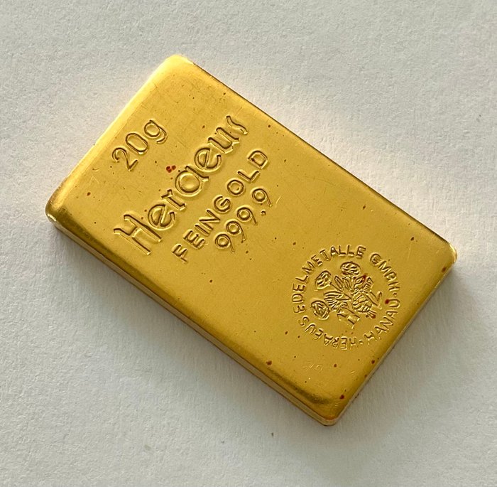 20 gram - Guld 999 - Heraeus, Germany