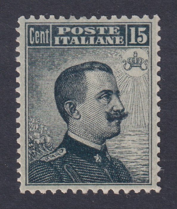 Italien Kongerige 1909 - Sassone 86 - Euro 3.750 - VEIII 15c rara perfetta centratura, certificato