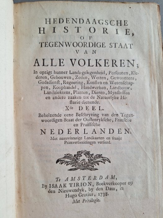 Tirion - Hedendaagsche historie of tegenwoordige staat van alle volkerenX de deel (Nederlanden) - 1738