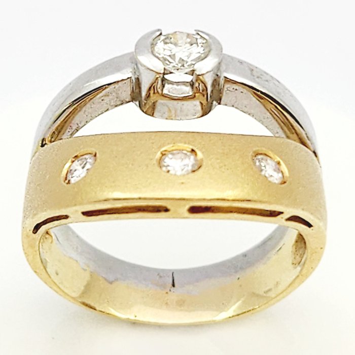 Ring - 18 kraat Gulguld, Hvidguld -  0.45ct. tw. Diamant (Natur)