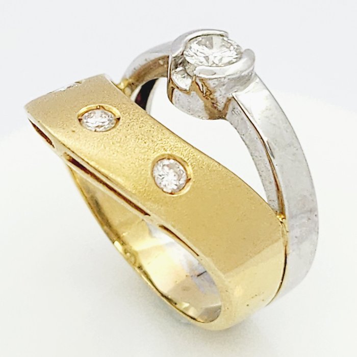 Ring - 18 kraat Gulguld, Hvidguld -  0.45ct. tw. Diamant (Natur)