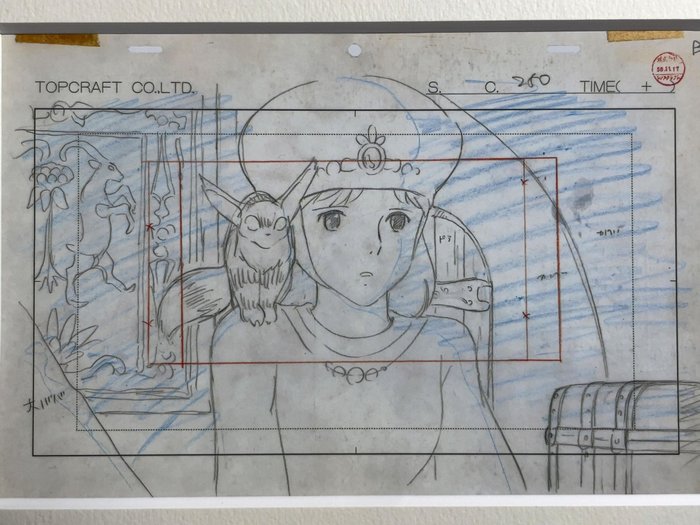 Hayao Miyazaki "Nausicaä of the Valley of the Wind" 風の谷のナウシカ Indrammede print af layouts - Studio Ghibli - 2008