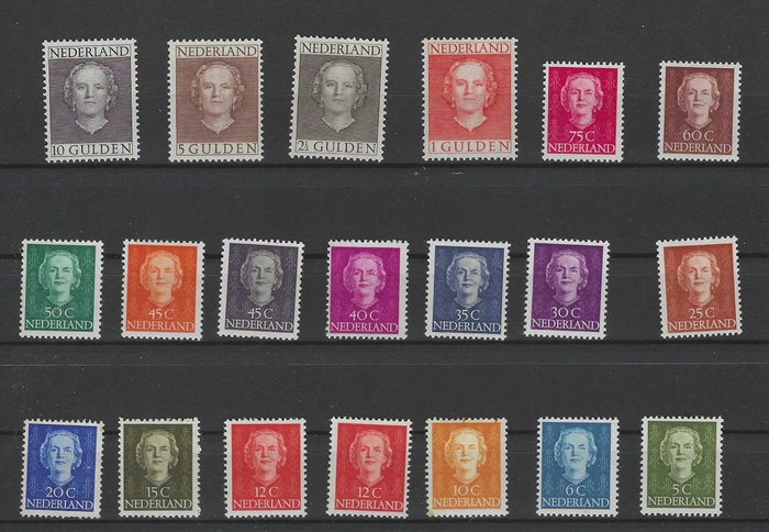 Holland 1949/1951 - Dronning Juliana "En Face" - NVPH 518/533 + 534/537