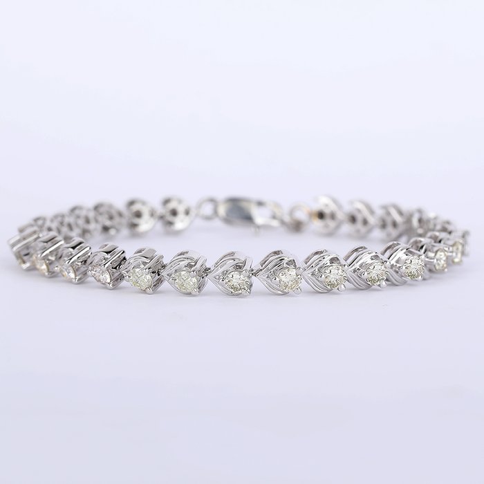 Armbånd - 14 karat Hvidguld -  2.77ct. tw. Diamant (Natur) - Guld diamant armbånd