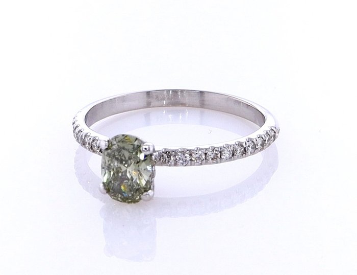 Ring - 14 karat Hvidguld -  0.75ct. tw. Diamant (Naturfarvet) - Diamant