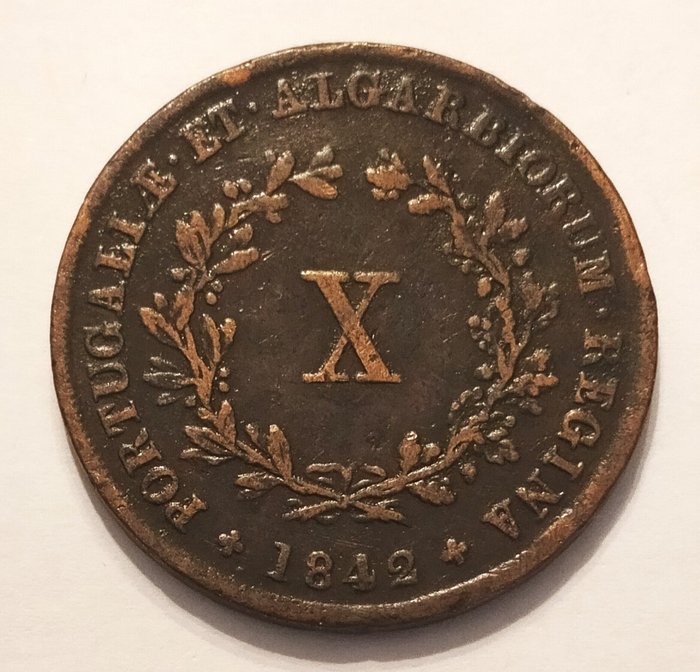 Portugal. D. Maria II (1834-1853). X Réis - 1842 - Cobre  (Ingen mindstepris)