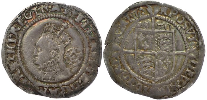 England. Elizabeth 1. af England (1558-1603). Sixpence Tower Mint - mm. castle - 1570 - provenance: ex Comber; ex Lingford (with old tickets)