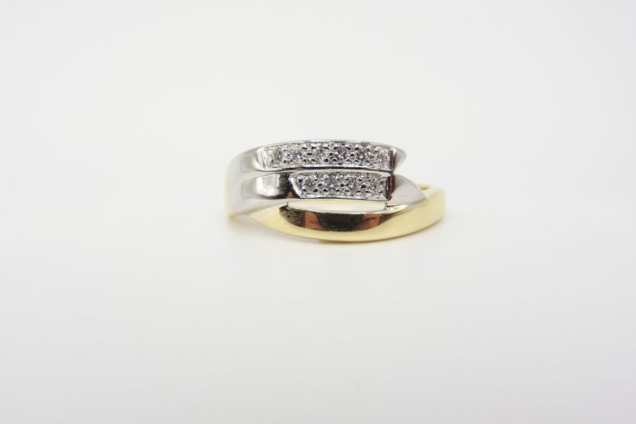 Ring - 14 karat Gulguld Hvidguld -  015ct tw Diamant (Natur)