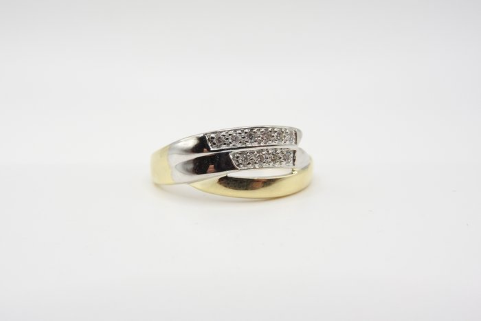 Ring - 14 karat Gulguld Hvidguld -  015ct tw Diamant (Natur)