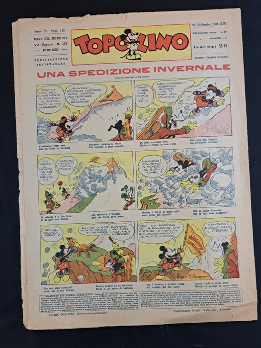 Topolino Giornale n. 113 - 1 Comic - Første udgave - 1935