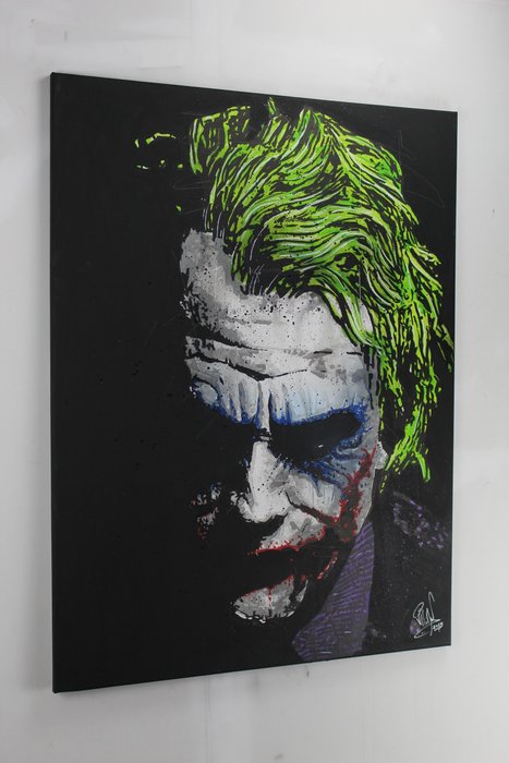 Joker - Heath Ledger - The Dark Knight - By PopArt Artist Vincent Mink - Handpainted and signed - Portrait