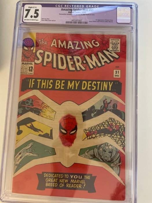 Amazing Spider-Man #31 - 1st appearance of Gwen Stacy - CGC Restored Grade - 1 Graded comic - CGC 7.5