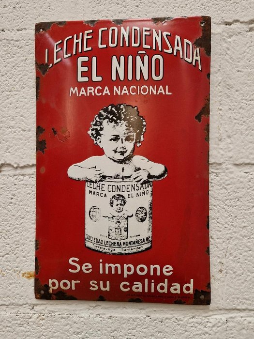 "leche condensada el niño " - Emaljeskilt - emalje plakat til kondenseret mælk el nino