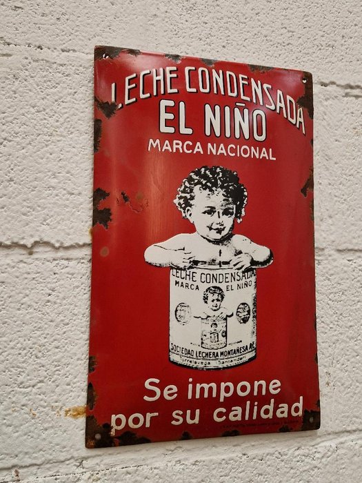 "leche condensada el niño " - Emaljeskilt - emalje plakat til kondenseret mælk el nino