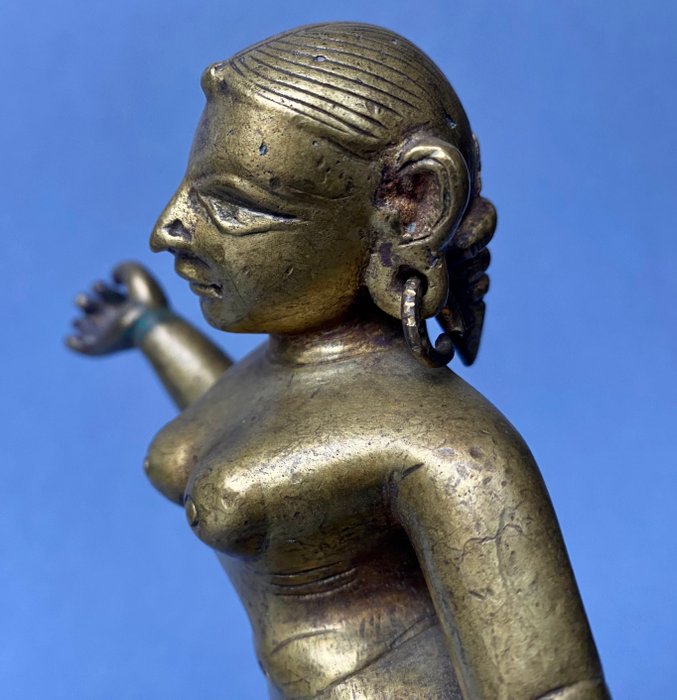 Radha guden Krishnas evige følgesvend - 21 cm - Engangs voks bronze støbning - Indien - Mogulriget (1526-1857)