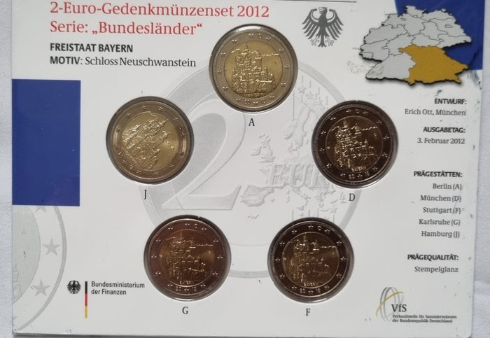 Tyskland 2 Euro 2012/2016 (totaal 6 sets)  (Ingen mindstepris)