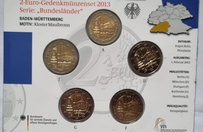 Tyskland 2 Euro 2012/2016 (totaal 6 sets)  (Ingen mindstepris)