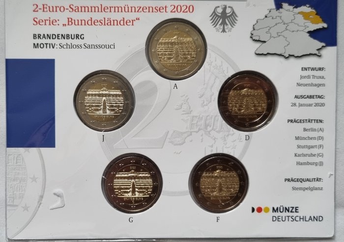 Tyskland 2 Euro 2012/2016 (totaal 6 sets)  (Ingen mindstepris)