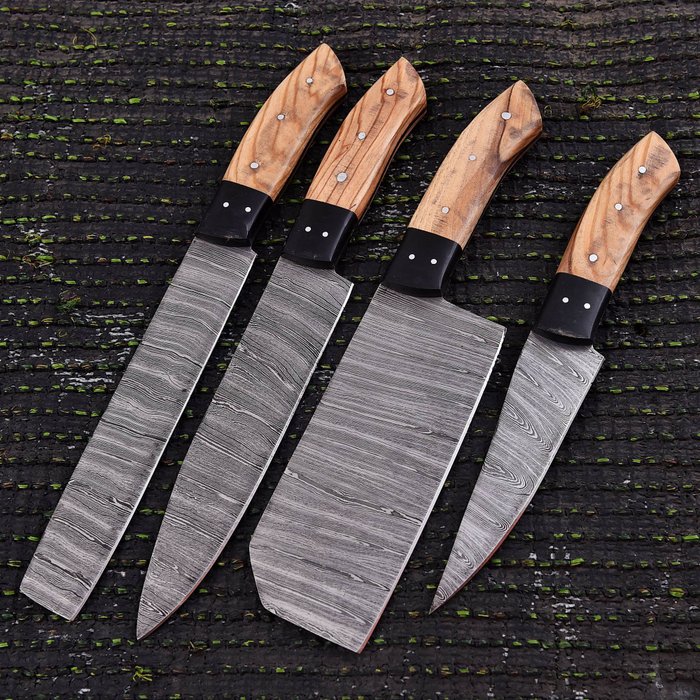 Køkkenkniv - Chef's knife - Oliventræ Burl og sort g 10 - Nordamerika