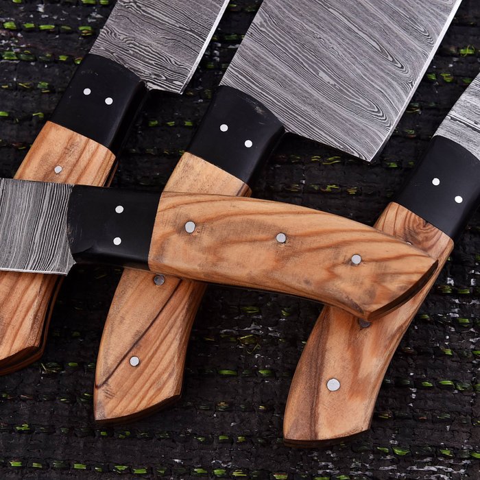 Køkkenkniv - Chef's knife - Oliventræ Burl og sort g 10 - Nordamerika