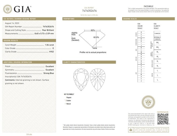 2 pcs Diamant  (Natur)  - 2.04 ct - Pære - E - VVS2 - Gemological Institute of America (GIA)