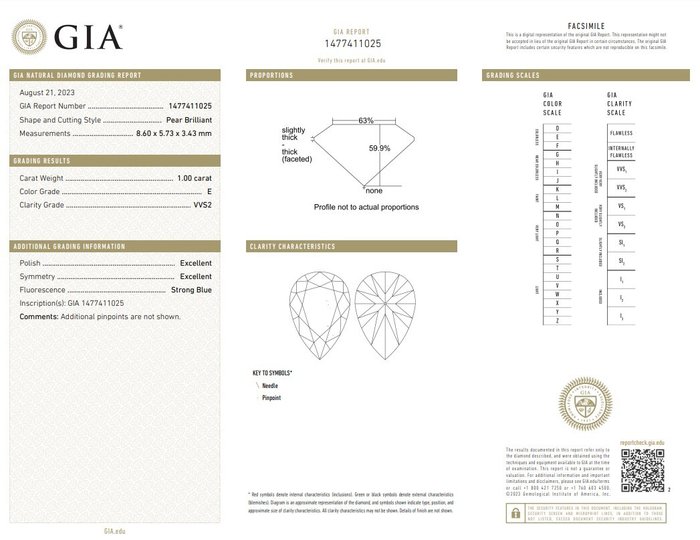 2 pcs Diamant  (Natur)  - 2.04 ct - Pære - E - VVS2 - Gemological Institute of America (GIA)