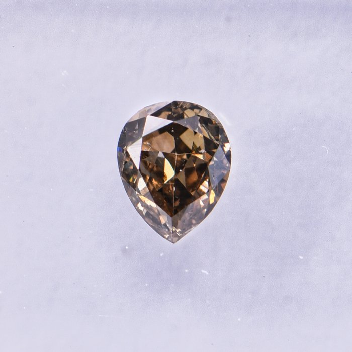 Ingen mindstepris - 1 pcs Diamant  (Naturfarvet)  - 0.30 ct - Pære - Fancy deep Brun, Grønlig Gul - SI1 - International Gemological Institute (IGI)