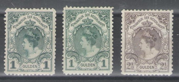 Holland 1898/1906 - Kroningsgylden og Prinsesse Wilhelmina - NVPH 49, 77C, 78B