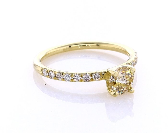 Ring - 14 karat Gulguld -  067ct tw Diamant (Naturfarvet) - Diamant