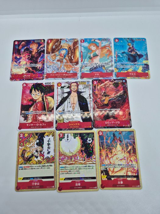 Bandai - 10 Card - One Piece - Shanks Holo Mini Manga Zoro Holo mini Nami - Mini Promo Saikyo