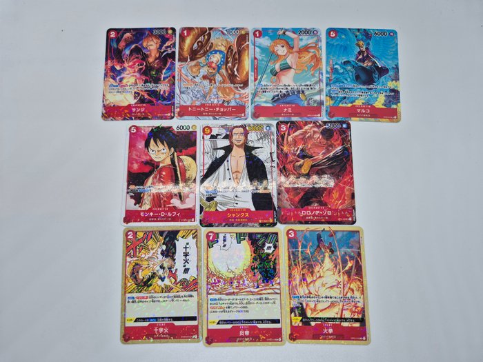 Bandai - 10 Card - One Piece - Shanks Holo Mini Manga Zoro Holo mini Nami - Mini Promo Saikyo