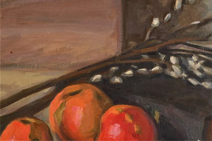 Tysk skole (XX) - Still life with apples and book - NO RESERVE