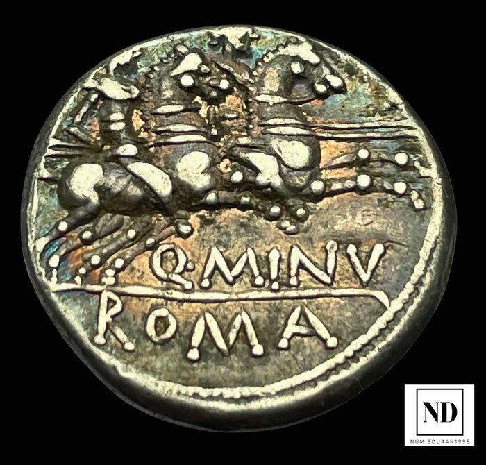 Romerska republiken Q Minucius Rufus 122 BC Denarius Rome