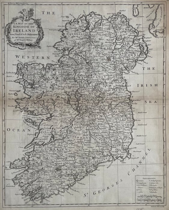 Irland - Irland; N Tindall P Rapin naar RW Seale - A Map of the Kingdom of Ireland - 1721-1750