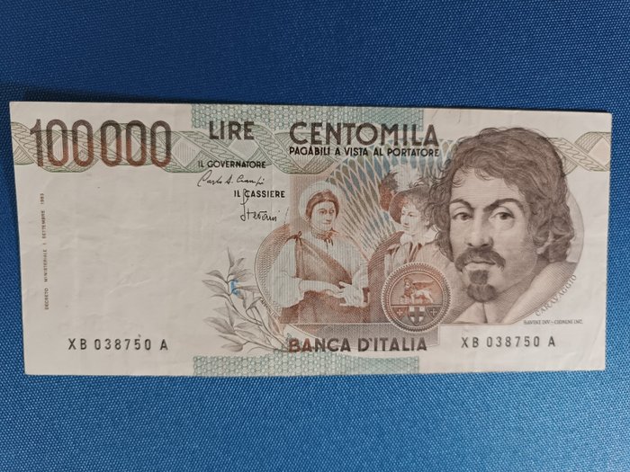 Italien. - 100.000 Lire 1985 "Caravaggio" I tipo - sostitutiva - Gigante BI 84Ba; Pick 110*  (Ingen mindstepris)