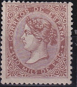 Spanien  - Spanien 1868 - Isabel II - 100 m kastanje - Edifil 99