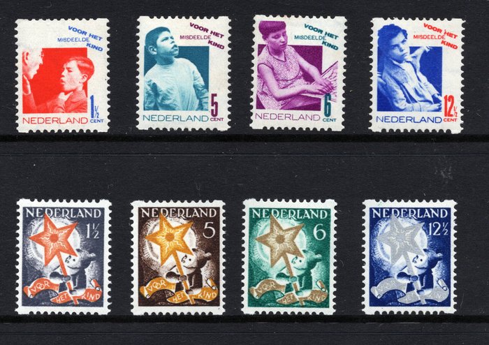 Holland 1931/1933 - Rulletakkede stempler - Gratis forsendelse til hele verden - NVPH R90 t/m R93 + R98/101