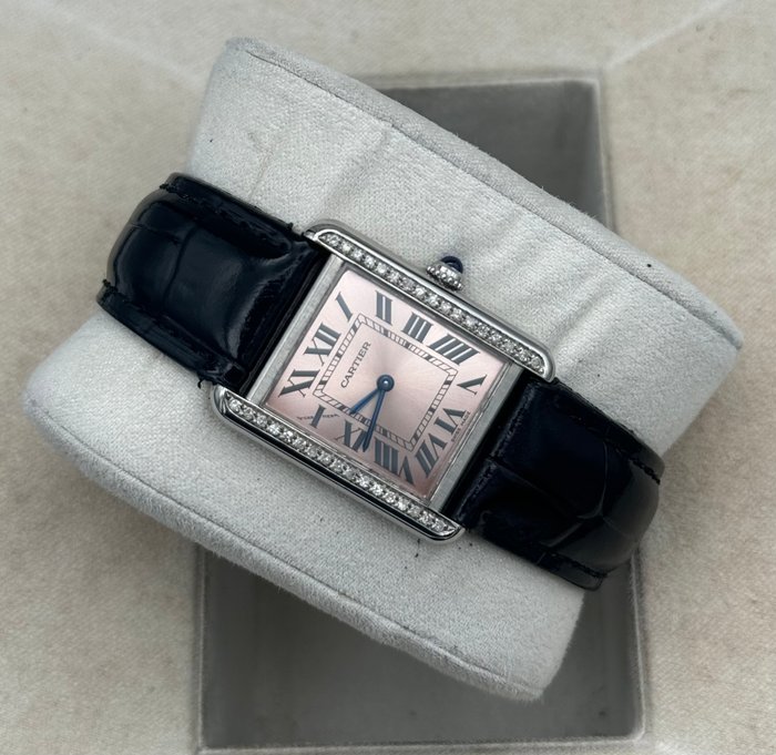 Cartier - Tank Solo Pink Dial Diamonds - 3170 - Kvinder - 2010-2020