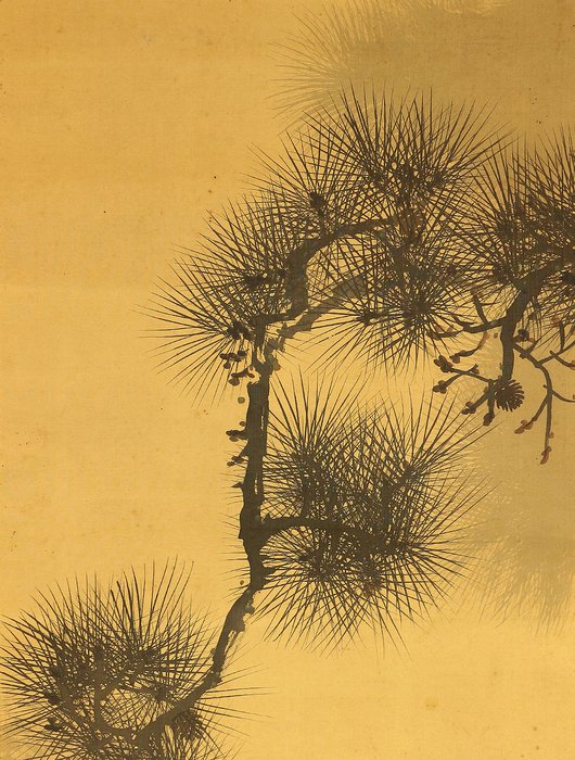 Sparrow, Pine Tree and Rose - Ono Shorei 小野蕉麗 (b1905) - Japan  (Ingen mindstepris)