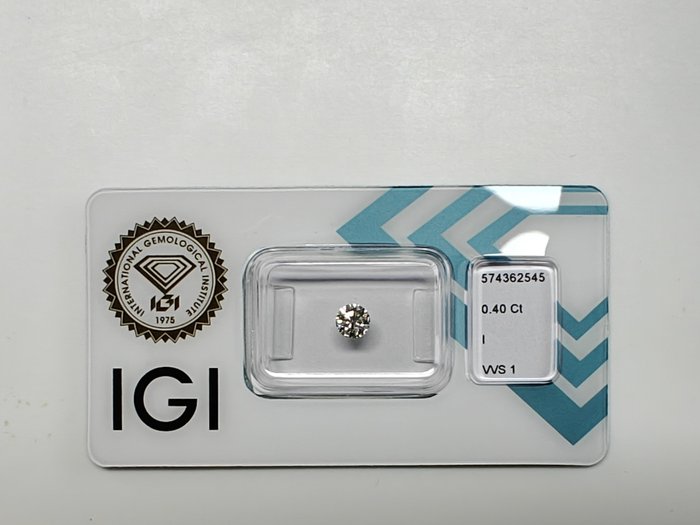 1 pcs Diamant  (Natur)  - 040 ct - Rund - I - VVS1 - International Gemological Institute (IGI)