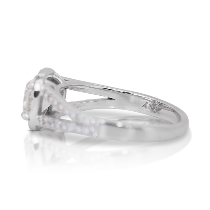 Ring - 14 karat Hvidguld -  141ct tw Diamant (Natur) - Diamant