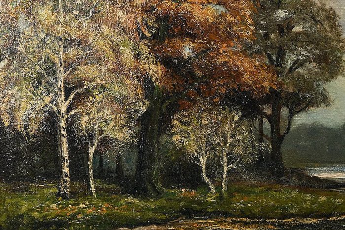 Fr. Focken (1921) - River Landscape with Forest - NO RESERVE