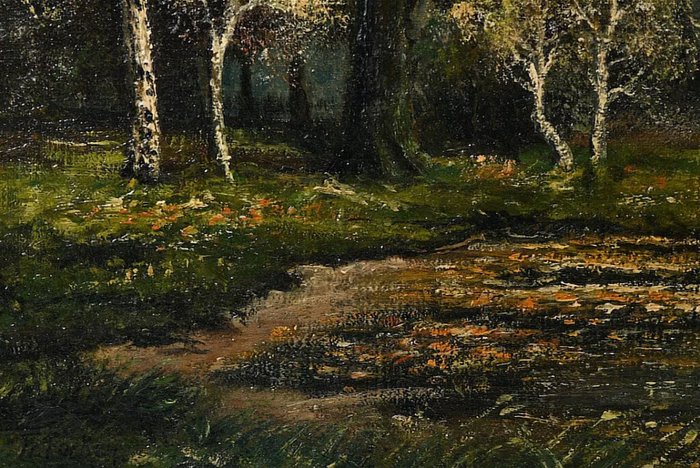 Fr. Focken (1921) - River Landscape with Forest - NO RESERVE