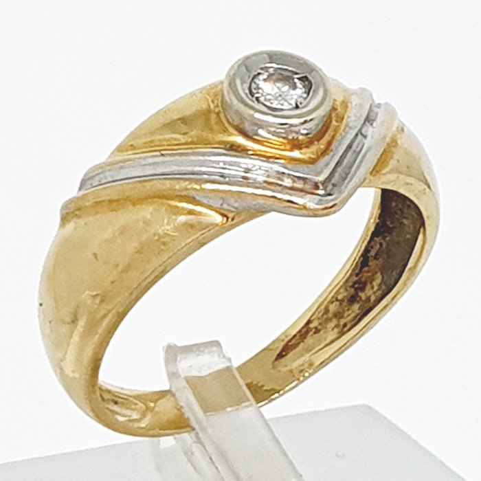 Ring - 18 kraat Gulguld -  0.10ct. tw. Diamant (Natur)