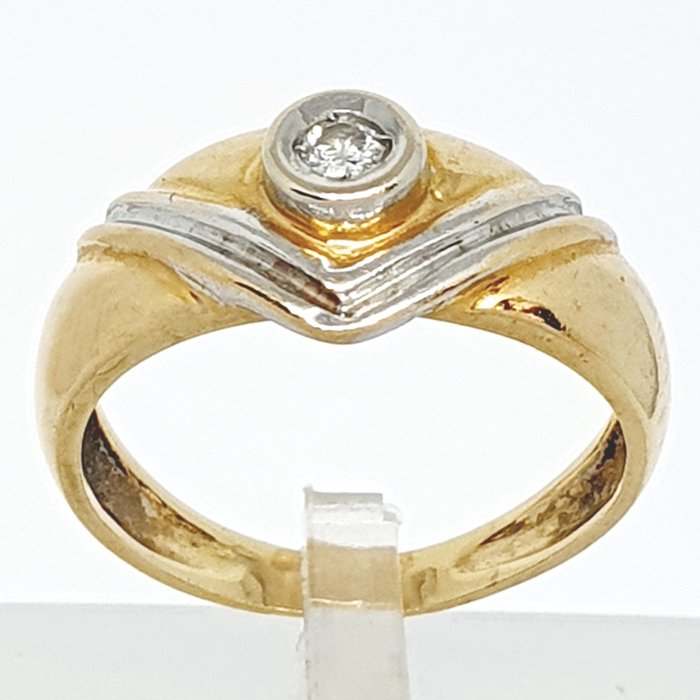 Ring - 18 kraat Gulguld -  0.10ct. tw. Diamant (Natur)