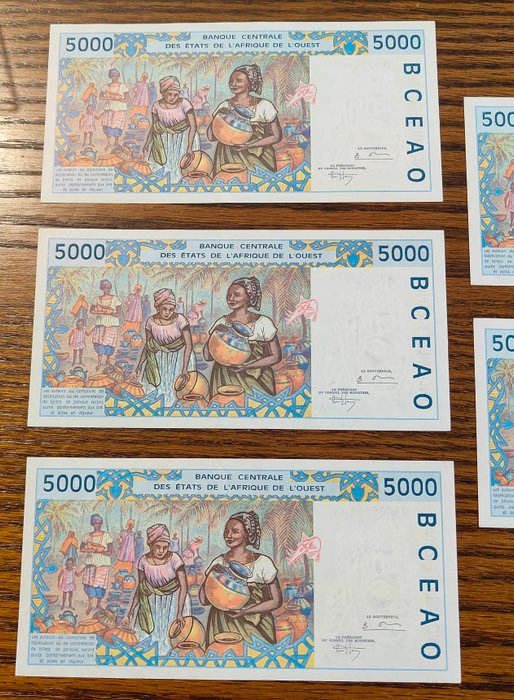 Vestafrikanske stater. - 5 x 5000 Francs ND (1992-2003) - Pick 113A  (Ingen mindstepris)