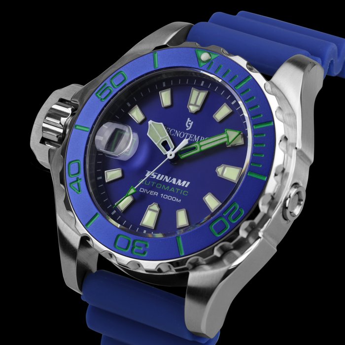 Tecnotempo - Professional Diver 1000M "Tsunami" - Limited Edition - - TT1000TSBLGR (Blue dial - green tone) - Mænd - 2011-nu