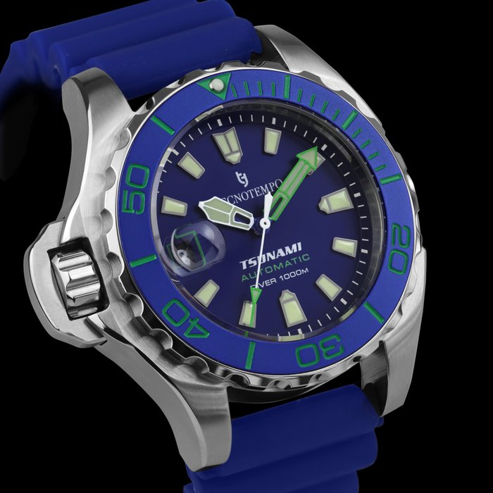 Tecnotempo - Professional Diver 1000M "Tsunami" - Limited Edition - - TT1000TSBLGR (Blue dial - green tone) - Mænd - 2011-nu