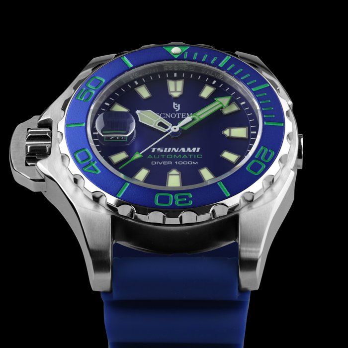 Tecnotempo - Professional Diver 1000M "Tsunami" - Limited Edition - - TT1000TSBLGR (Blue dial - green tone) - Mænd - 2011-nu