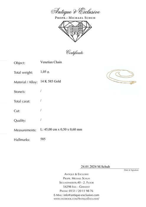 Ingen mindstepris - Halskæde - 14 karat Gulguld - Ingen reservationspris 45cm 14K